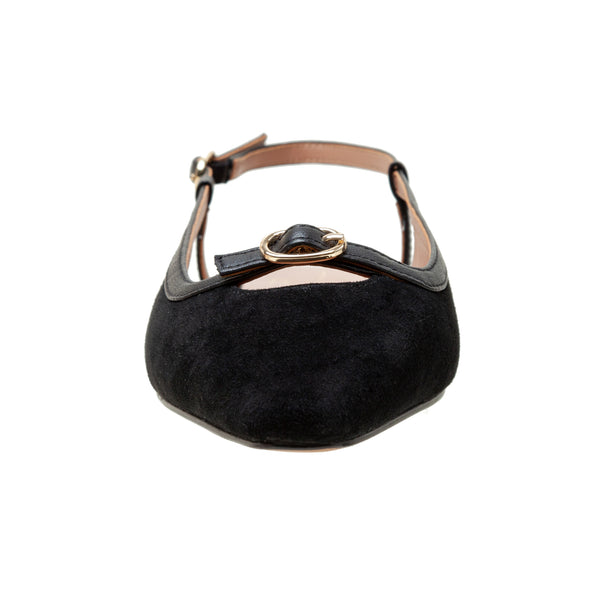 Linea Paolo CASSIDY | Posted Slingback Flats Black Suede/Nappa