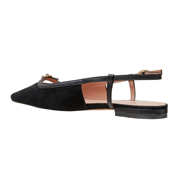 Linea Paolo CASSIDY | Posted Slingback Flats Black Suede/Nappa