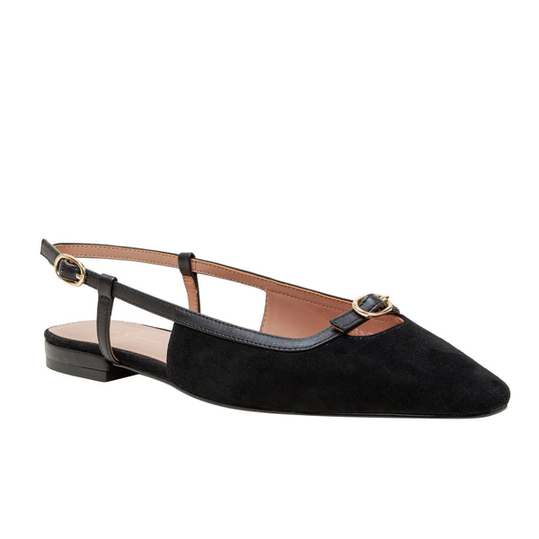 linea paolo CASSIDY | Posted Slingback Flats Black Suede/Nappa