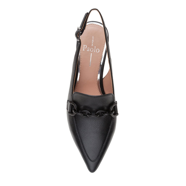 Linea Paolo CASSIE | Cone Heel Slingback Loafers Black Tumbled Leather