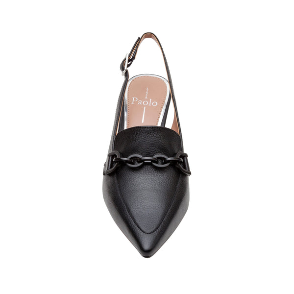 Linea Paolo CASSIE | Cone Heel Slingback Loafers Black Tumbled Leather