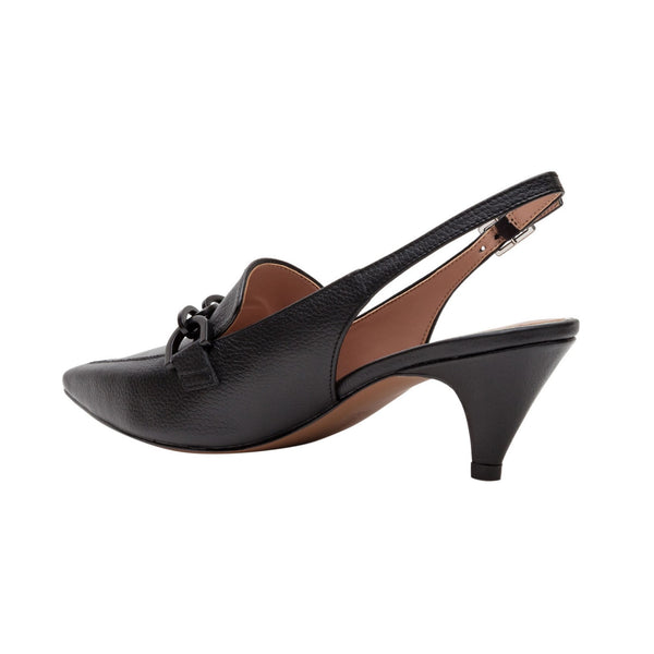 Linea Paolo CASSIE | Cone Heel Slingback Loafers Black Tumbled Leather