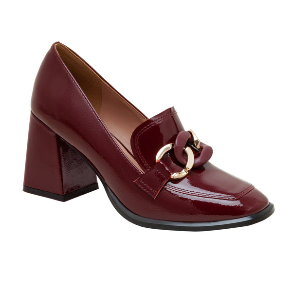 linea paolo CECE | Chain Keeper Loafer Pumps Black Wrinkle Patent