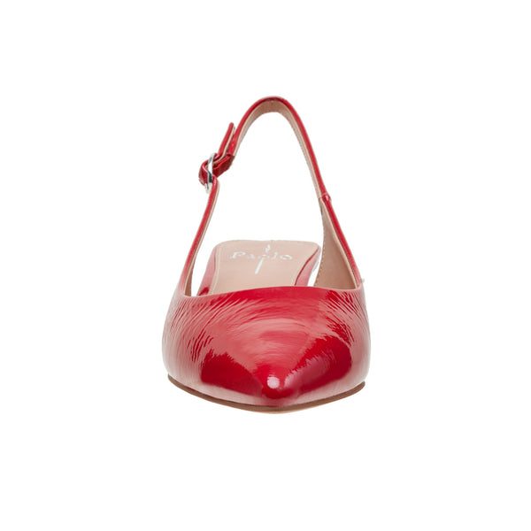 Linea Paolo CECIL | Slingback Kitten Heel Pumps Lipstick Red Wrinkle Patent