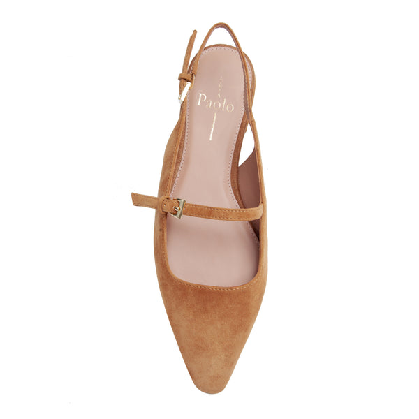 Linea Paolo CELESTE | Mary Jane Slingback Flats Caramel Suede