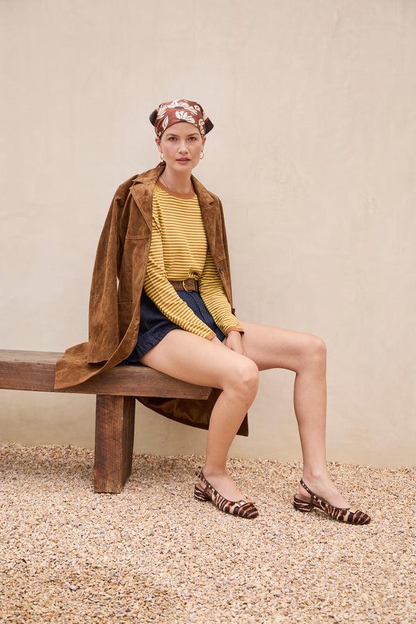 Linea Paolo CELESTE | Mary Jane Slingback Flats Caramel Suede