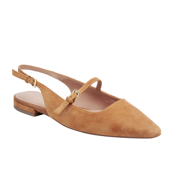 linea paolo CELESTE | Mary Jane Slingback Flats Caramel Suede