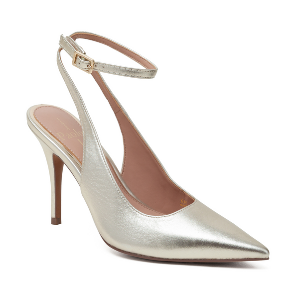linea paolo CHANTAL | Ankle Wrap Stiletto Pumps Platino Metallic Nappa
