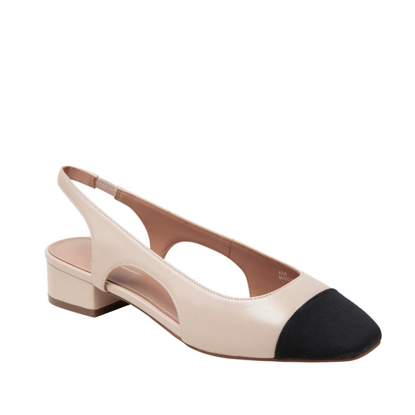 linea paolo CHARLEY | Cap Toe Chop Out Pumps Sand/Black Nappa/Grossgrain