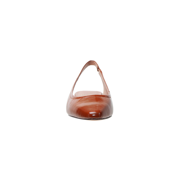 Linea Paolo CIELO | Leather Low Block Heel Slingback Pumps Milk Chocolate Crinkled Patent