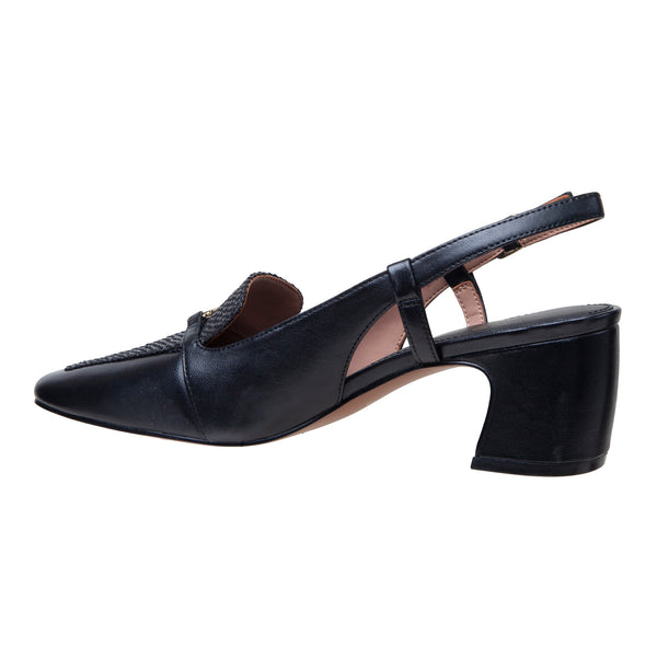 Linea Paolo CIRILLA | Cuban Heel Posted Slingback Pump Black Nappa/Woven