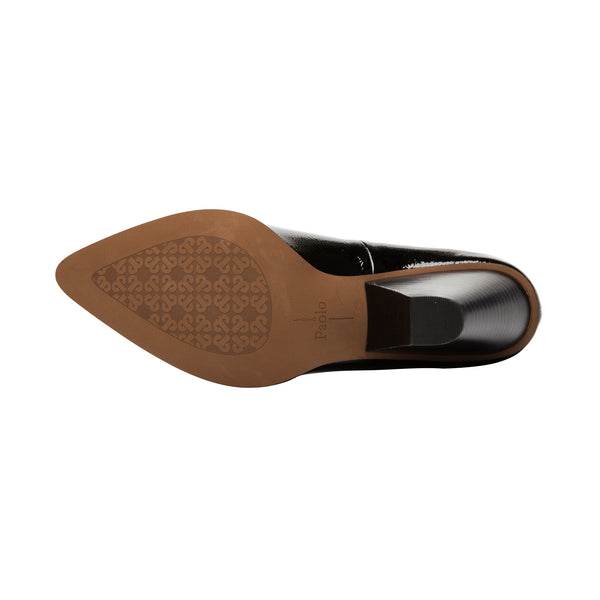 Linea Paolo COCO | Cone Heel Pumps Black Crinkle Patent/Hair Calf