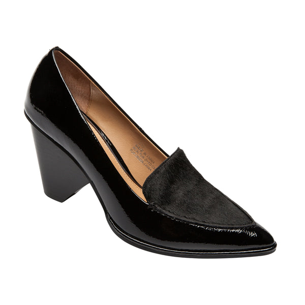 linea paolo COCO | Cone Heel Pumps Black Crinkle Patent/Hair Calf linea paolo COCO | Cone Heel Pumps Black Crinkle Patent/Hair Calf