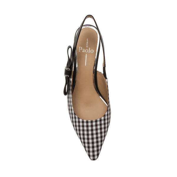 Linea Paolo CORA | Mid-Height Leather Slingback Black-White Plaid/Black Leather