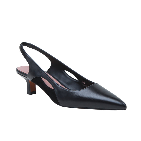 linea paolo CORLEY | Chopout Kitten Heel Slingback Pump Black Nappa/Suede linea paolo CORLEY | Chopout Kitten Heel Slingback Pump Black Nappa/Suede