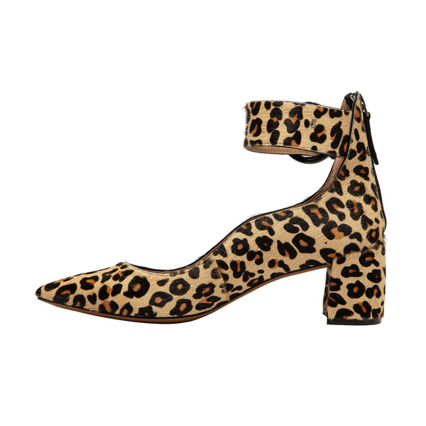 Linea Paolo CORWYN | Contemporary Mid-Height Block Heel Halo Strap Pump Beige/Black/Brown Leopard Haircalf