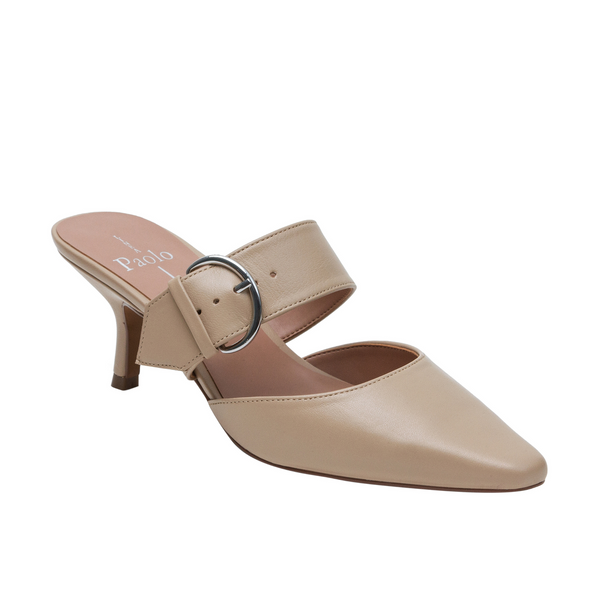 linea paolo CYNTHIA | Buckled Kitten Heel Mules Black Nappa