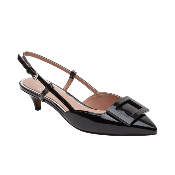 linea paolo CYPRUS | Kitten Heel Slingback Pumps Black Patent