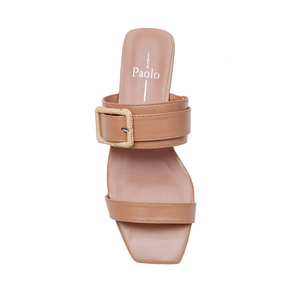 Linea Paolo DANIELA | Two Band Flat Sandals Black Tumbled Leather
