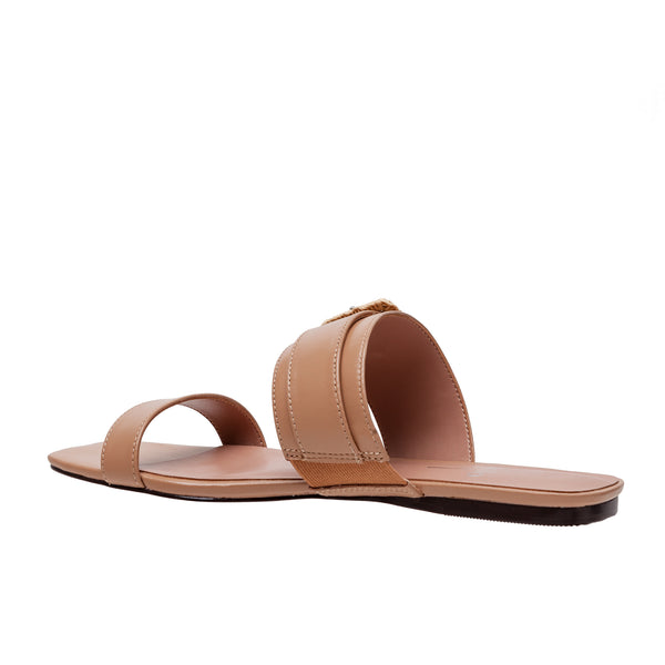 Linea Paolo DANIELA | Two Band Flat Sandals Black Tumbled Leather