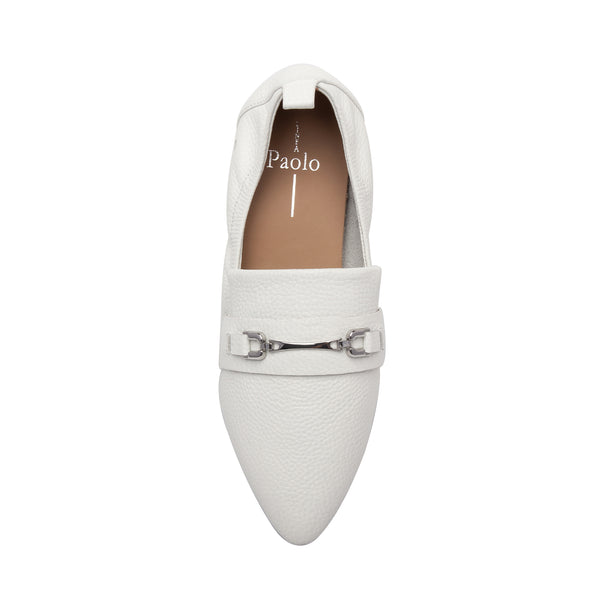 Linea Paolo DOMINO | Elastic Topline Bit Loafer Flat Winter White Leather
