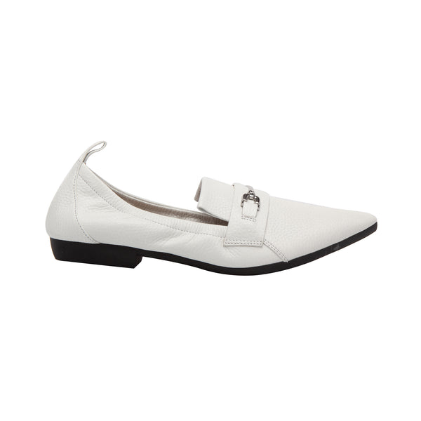 Linea Paolo DOMINO | Elastic Topline Bit Loafer Flat Winter White Leather
