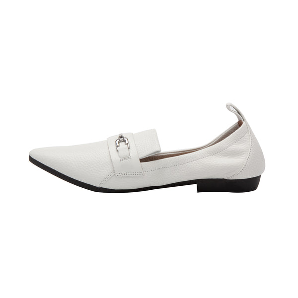 Linea Paolo DOMINO | Elastic Topline Bit Loafer Flat Winter White Leather