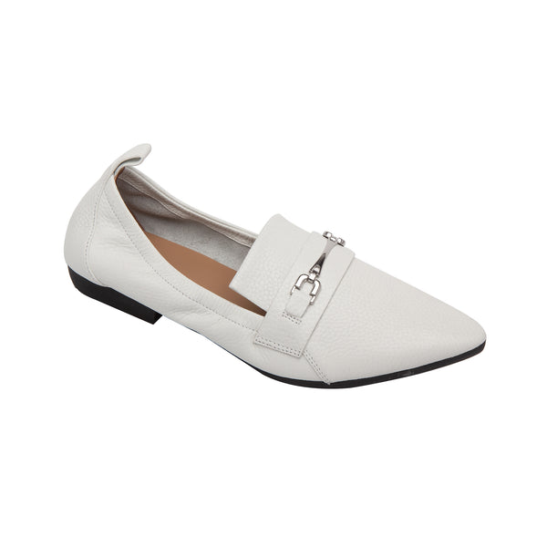 linea paolo DOMINO | Elastic Topline Bit Loafer Flat Winter White Leather