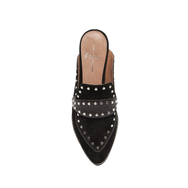 Linea Paolo DONNA | Studded Loafer Mules Black Suede/Burnished Leather