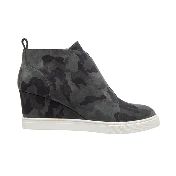 Linea Paolo FELICIA PATTERN | Our Original Platform Wedge Sneaker Bootie Blue/Black/Grey Net Fabric