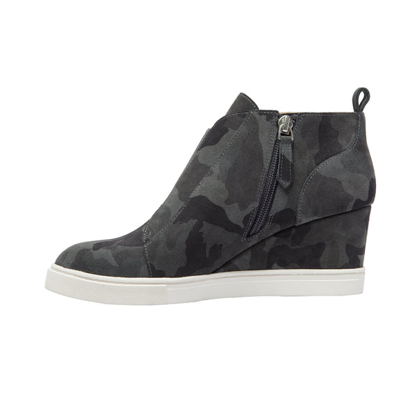 Linea Paolo FELICIA PATTERN | Our Original Platform Wedge Sneaker Bootie Blue/Black/Grey Net Fabric