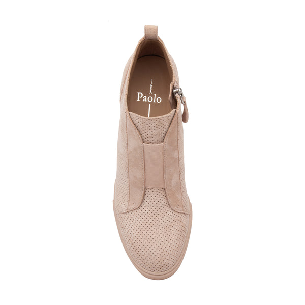 Linea Paolo FELICIA SUEDE | Our Original Platform Wedge Sneaker Bootie Blush Perforated Suede