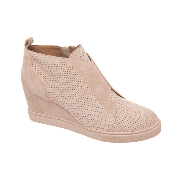 linea paolo FELICIA SUEDE | Our Original Platform Wedge Sneaker Bootie Blush Perforated Suede