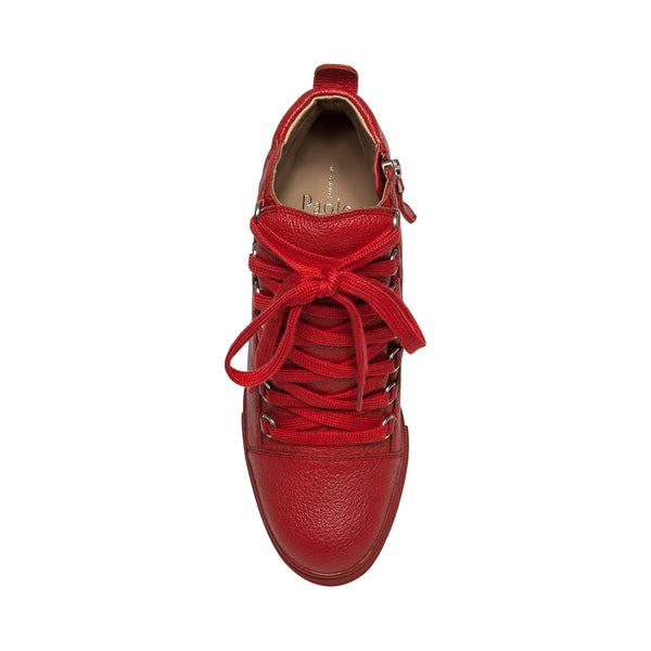 Linea Paolo FENTON | Lace-Up Wedge Sneakers Red Pebbled Leather