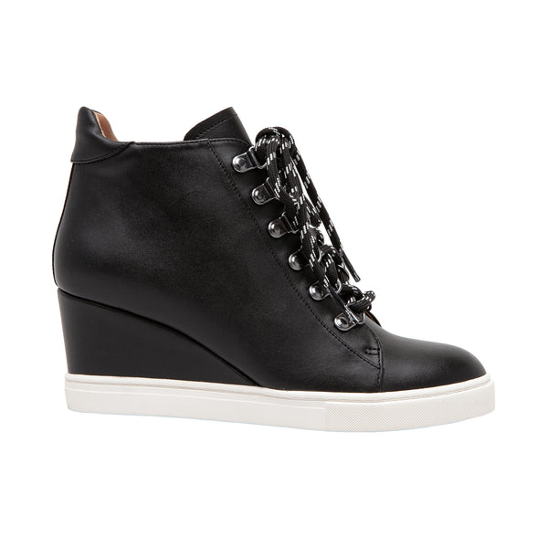 Linea Paolo FINA | Sporty Wedge Sneakers Black Leather