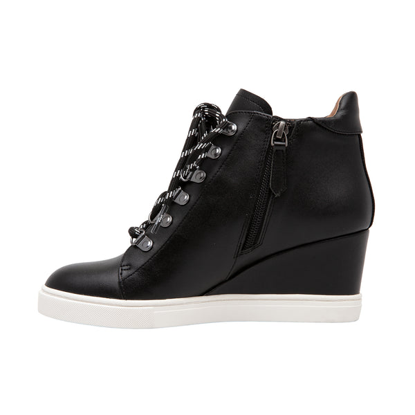 Linea Paolo FINA | Sporty Wedge Sneakers Black Leather