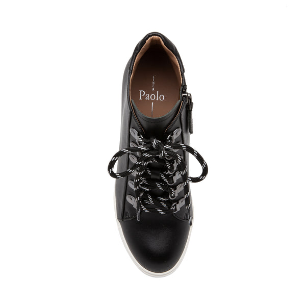 Linea Paolo FINA | Sporty Wedge Sneakers Black Leather