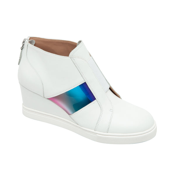 linea paolo FLORENT | Sneaker Wedges with Multi-Colored Band White/Peacock/Rose Leather/TPU