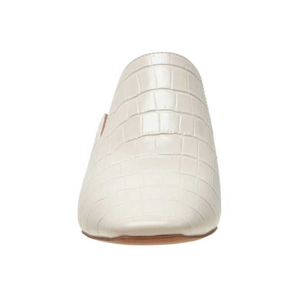Linea Paolo GISELLE | Croco Embossed Leather Mules Ivory Croco Emboss Leather