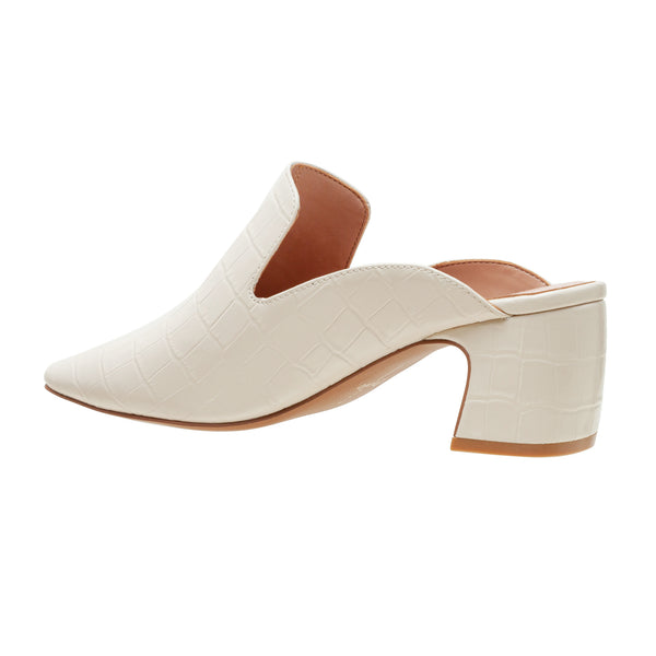 Linea Paolo GISELLE | Croco Embossed Leather Mules Ivory Croco Emboss Leather