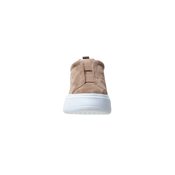 Linea Paolo GOLDE | Slip-On Leather Platform Sneaker Taupe Kid Suede