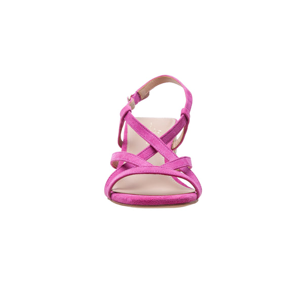 Linea Paolo HAZEL | Raffia Block Heel Sandals Fucshia Suede