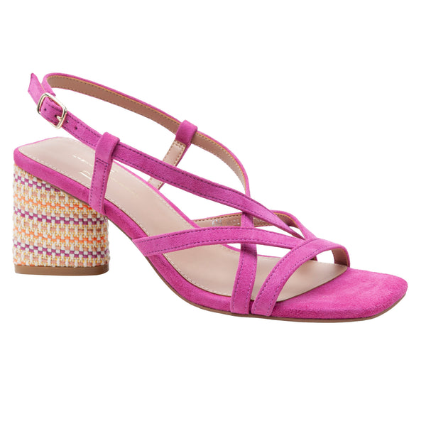 linea paolo HAZEL | Raffia Block Heel Sandals Fucshia Suede linea paolo HAZEL | Raffia Block Heel Sandals Fucshia Suede