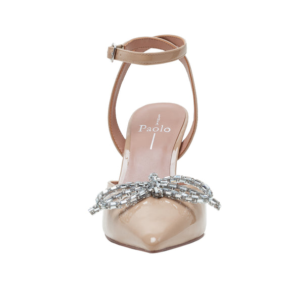 Linea Paolo HEART | Beaded Bow Stiletto Pumps Maple Sugar Patent