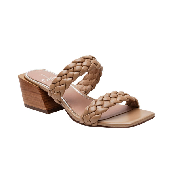 linea paolo IRENE | Cuban Heel Braided Slides Black Nappa