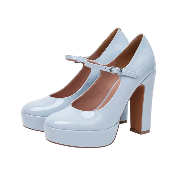 Linea Paolo ISADORA STYLE STEALS | Mary Jane Platform Pumps Pale Blue Patent