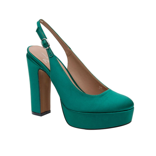 linea paolo IVIE STYLE STEALS | Platform Slingback Pumps Emerald Green Satin linea paolo IVIE STYLE STEALS | Platform Slingback Pumps Emerald Green Satin