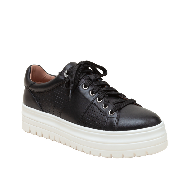 linea paolo JETT | Platform Lace-Up Sneakers Black Leather linea paolo JETT | Platform Lace-Up Sneakers Black Leather