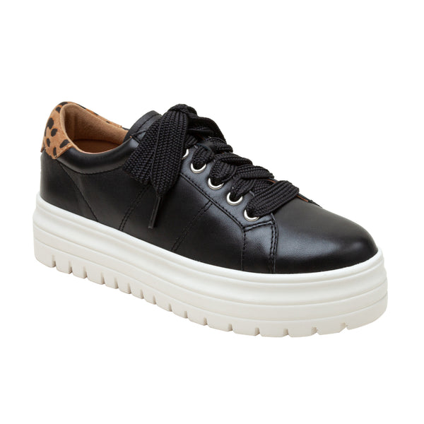 linea paolo JILL | Platform Lace-Up Sneakers Black/Cognac Nappa/Leopard Suede