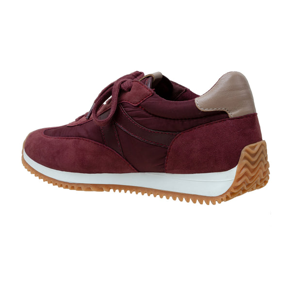linea Paolo KAISA | Low Profile Lace-up Nylon And Leather Trainers Dark Cherry/Dark Burgundy/Putty Multi Leather